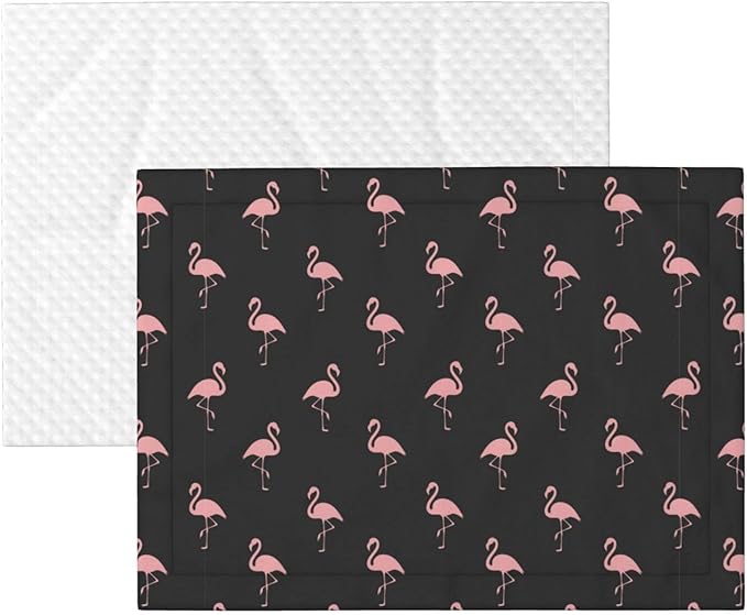 Two Sided Pet Cuddler Blanket for Anxiety Calming, Flamingo, Reversible Plush Design with Bubble Dot Pattern Provides Familiar Surface Anywhere