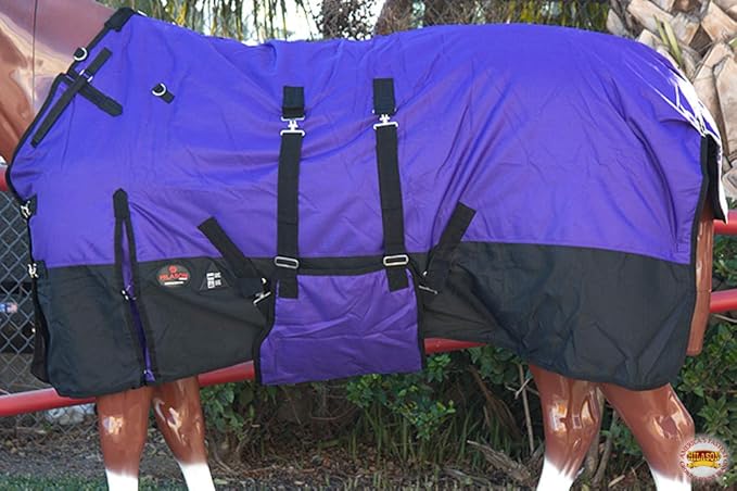 HILASON 1200D Winter Waterproof Poly Horse Turnout Blanket Belly Wrap Purple | 69 in
