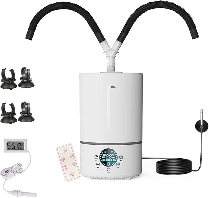 Humidifier for plants, Reptile fogger,4L,Dual Tank Mode & Dual Probes with Constant Humidity Setting,35H Runtime, Remote Control, for Reptile Terrariums & Indoor Houseplants