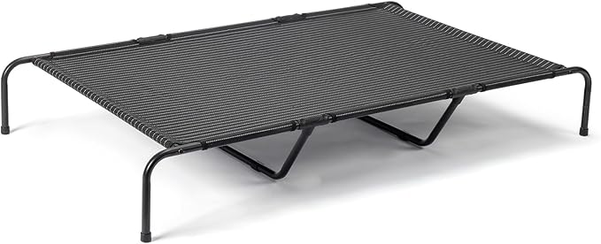 Elevated Dog Bed Raised Outdoor Dog Cot for Large Dogs, Pet Products Dog Cots Beds with Washable Cooling Breathable Mesh Anti-Slip Feet, Heavy Duty Durable Metal Frame, Cama para Perros 60" Black
