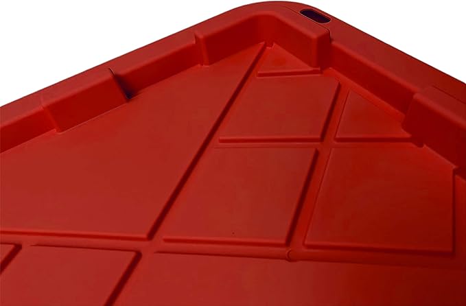 MonsterRAX WS-BR27-Z5 Bin Rack with 5-Pack 27 Gallon Storage Totes, Stackable & Lockable, Red Lid/Black Bin