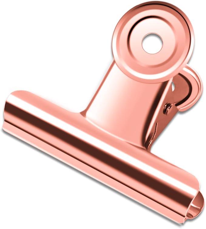 10 Pack Large Metal Hinge Clips 2.5 Inches Bull Hinge Paper Clips Bulldog Clips for Crafts, Photo, Drawing, Food Bags at Home, Office, School, Shop, Rose Gold, 63mm