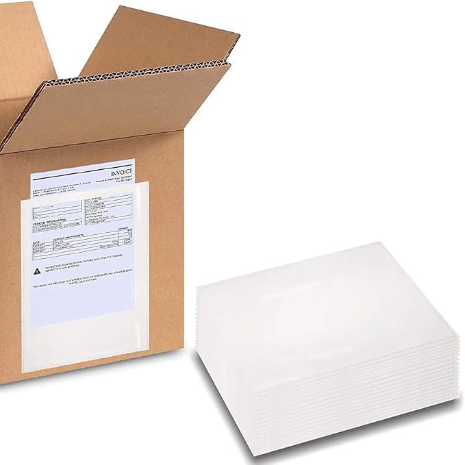 4.5" x 5.5" Clear Packing List Back Side Loading Plain Face Envelopes Pouches (1000 Pcs) Self-Adhesive Packing List Envelopes Pouch for Packing Slips Invoice Label
