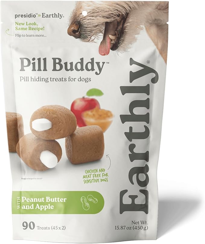 Earthly Pill Buddy Naturals - PB & Apple Recipe Pill Hiding Treats for Dogs - Make A Perfect Pill Concealing Pocket Or Pouch for Any Size Medication - 90 Servings