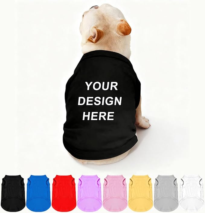 Custom Dog Shirt Pet T Shirts for Small Medium Large Dogs Customized Clothes with Image Logo Text Breathable Sleeveless Tank Top Personalized Outfits Puppy Apparel Black, XXL