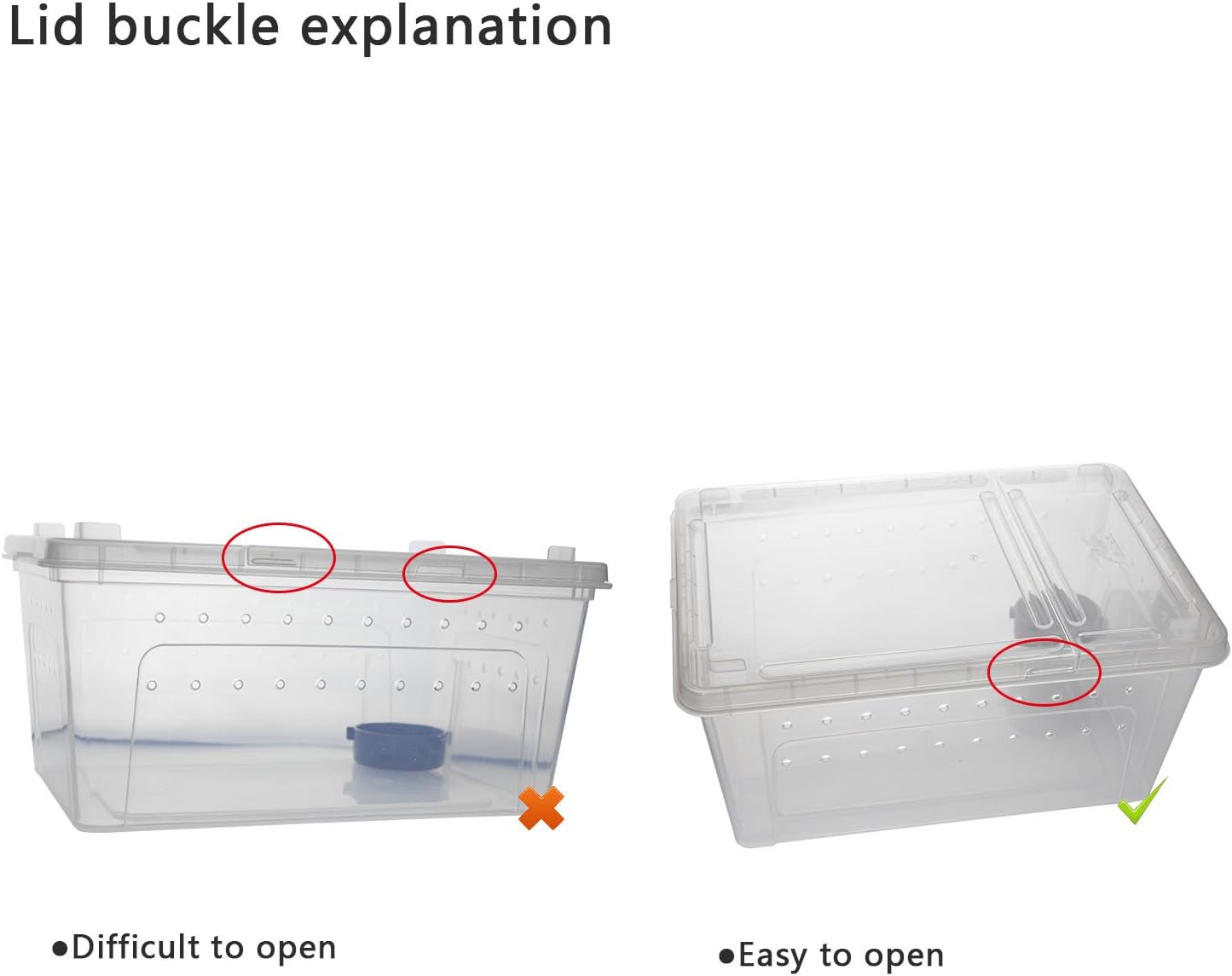 OMEM Portable Reptile Terrarium Habitat for Mini Pet Houses Breathable Holes Stackable Container (L)