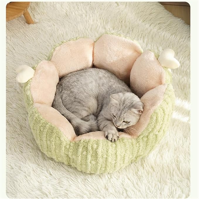 LYFJMUS Cactus Cat Beds for Indoor Cute Cactus Fluffy Puppy Bed Squishmall Pet Bed with Removable & Washable Cushion Pillow Cat House Bed Warm Sleeping Bed for Cats Small Dogs