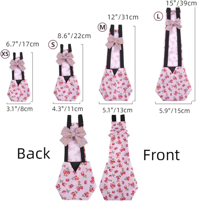MANON ROSA Chicken Diapers Bantam Hens - Reusable 3-Piece Set with Bow Ties Poultry Nappies Washable Waterproof for Geese Pet Ducks Silkie (Graphic XS)