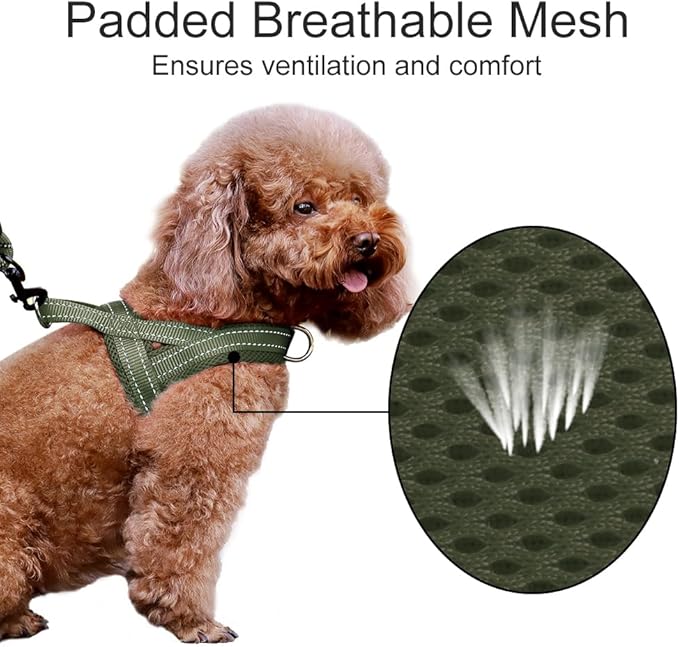 Plutus Pet No Pull Dog Harness with Breathable Mesh Padded, Adjustable Reflective Escape Proof Dog Harness, Quick Fit Dog Vest Harness for Small Medium Large Dogs(L, Ranger Green)