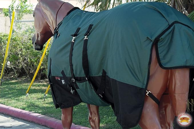 HILASON 1200D Winter Waterproof Poly Horse Turnout Blanket Belly Wrap Green | 66 in