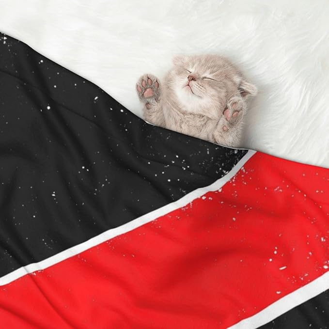 Reversible Plush Throw for Dogs and Cats, Trinidad and Tobago Flag, Double Sided Blanket with Nubby Dot Side and Sleek Side Ideal for Cuddling Nesting Security