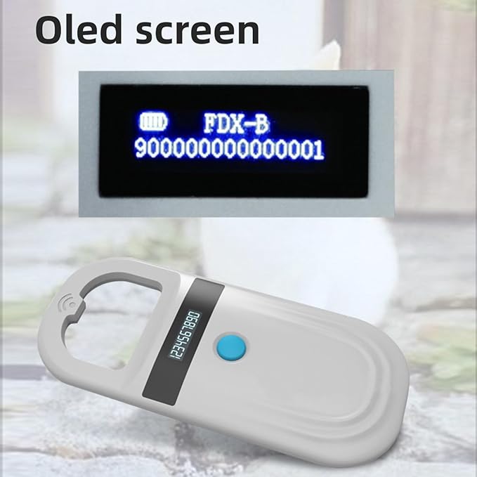 3.35ozfi Nano Microchip, OLED Pet Microchip Kit Display Unique 15 Id Number Microchip Id for Dogs Cats Horse Cow Sheep Pig Identification