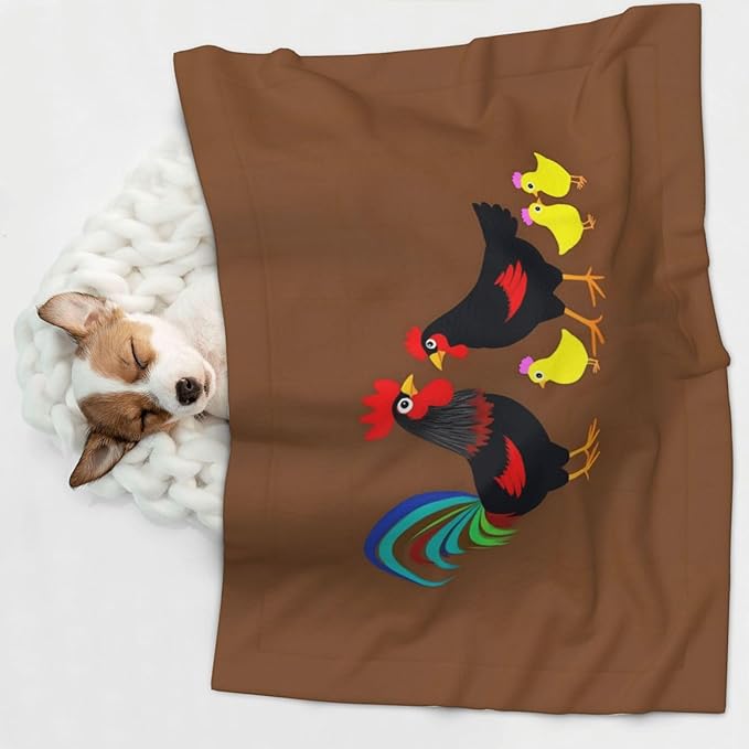 Chicken Farm Animal Print Soft Plush Pet Blanket, Washable Dog Blanket, Cat Fleece Throw, Puppy Bed Crate Mat & Sofa Couch Protector - Large