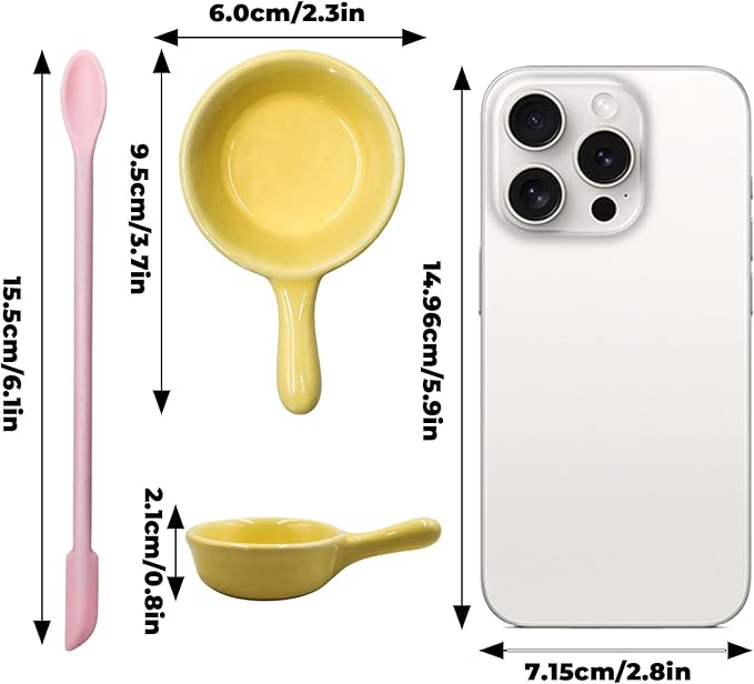 Gecko Accessories, Ceramic Food Bowl with Silicone Spoon for Puree, Reptile Food Dish for Crested, Leopard