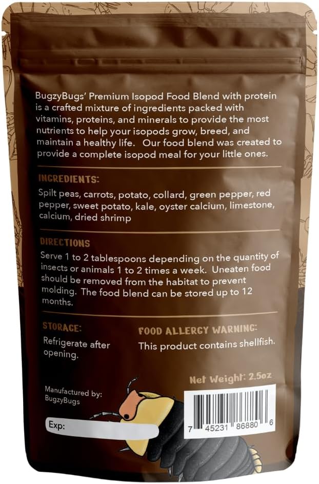 Isoblend Premium Isopod Food Feed Mix All Natural Protein Vegetable Dry Blend for Isopods Feeders Insects