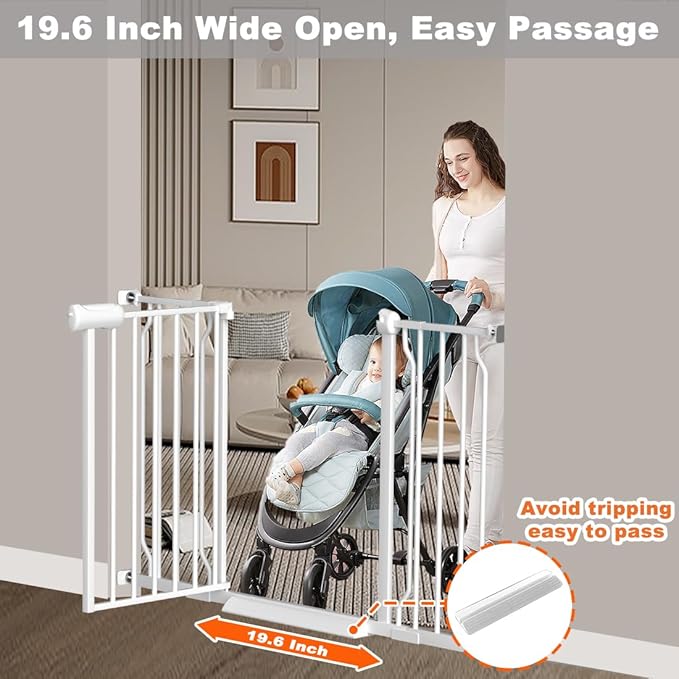 Fairy Baby Extra Wide Baby Gate for Dogs Pressure Monuted Safety Gate for Living Room, Fits 62 Inch to 67 Inch with Pressure Mounted Extention Kit, White