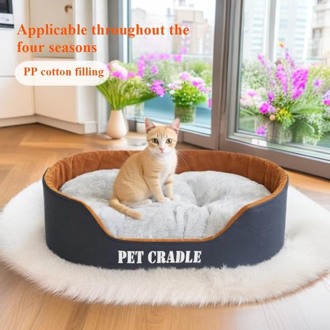 Dog Bed Orthopedic Dog Couch Bed, Waterproof Pet Bed with Removable Washable Mat & Non-Slip Bottom(Grey,27.56''X19.69')