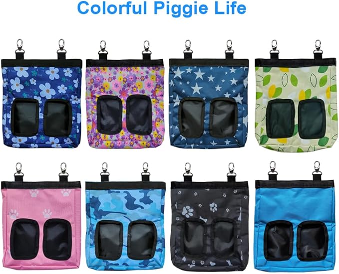 Guinea Pig Hay Feeder, Hanging Rabbit Hay Feeder Bag for Guinea Pigs Bunnies Chinchillas. Blueflower