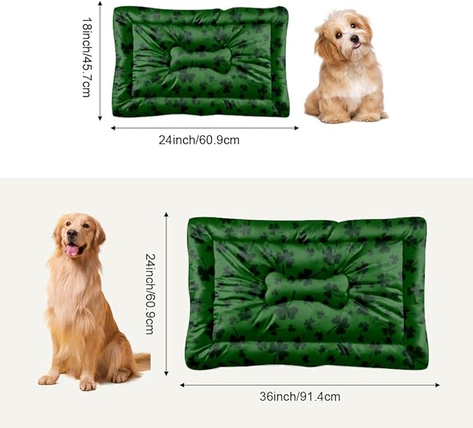 St Patricks Black Shamrock Dog Bed Mat Non Slip Bottom Easy Wash Dog Bed Cozy Soft Pet Cat Pad Pet Winter Supplies Printed Cat Mat Gift Soft 24× 18 Inch Indoor Outdoor