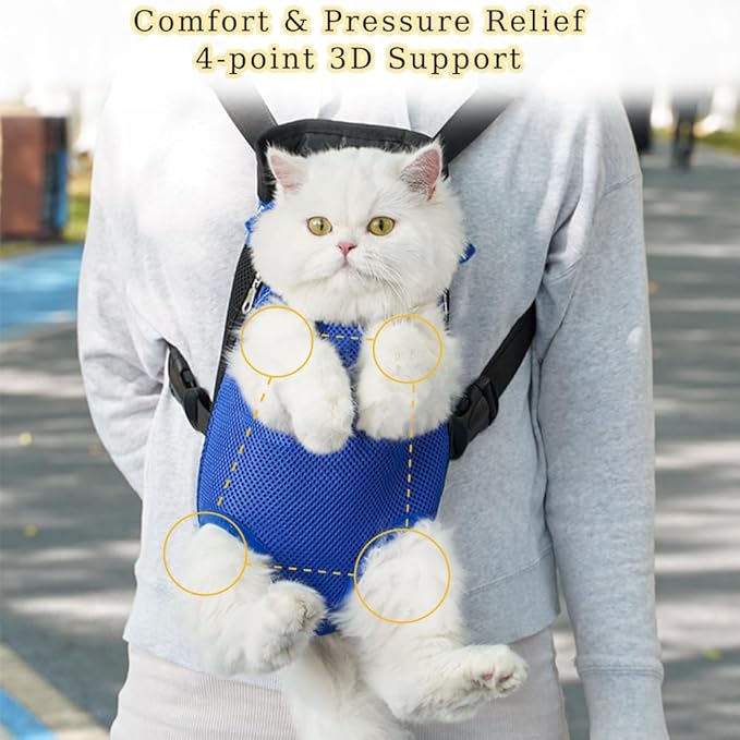 Dog Carrier Backpack, Adjustable Puppy Front Carrier Backpack, Ventilated Dog Chest Carrier for Hiking Camping Travel, Sling Bag for Small Medium Dog Cat Rabbit Puppies, Suit 5-9 lbs (Blue, M)