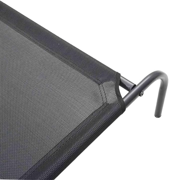 Elevated Dog Bed for Large Breeds, Durable Textilene Pet Cot for Indoor Outdoor Use, Portable Cooling Raised Pet Bed with Powder-Coated Steel Frame, 51.2 x 31.5 in, Black