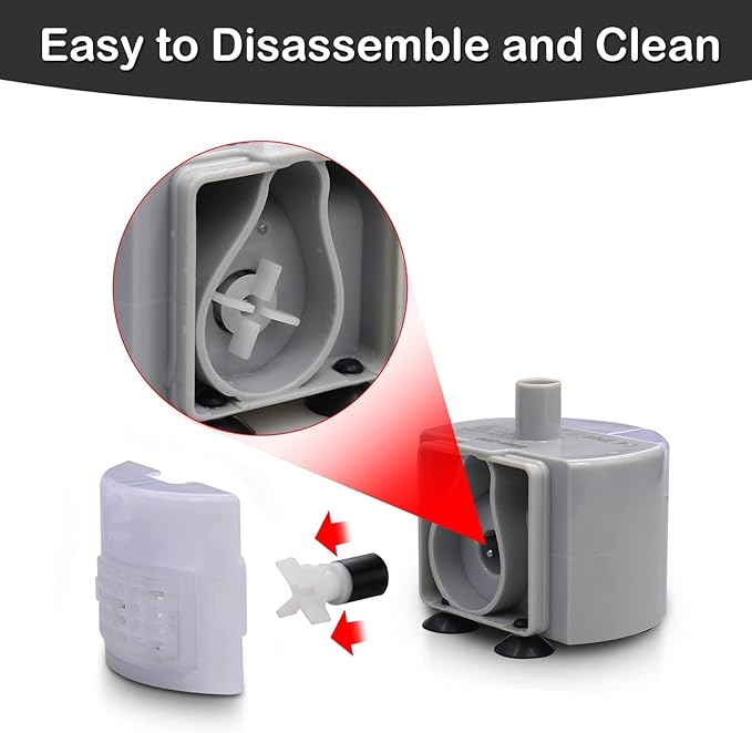 Cat Water Fountain Pump,Cat Fountain Pumps Replacement SMA-800 Submersible Motor for Pet Water Fountain and Stainless Steel Cat Water Dispenser (Pump With Brush)