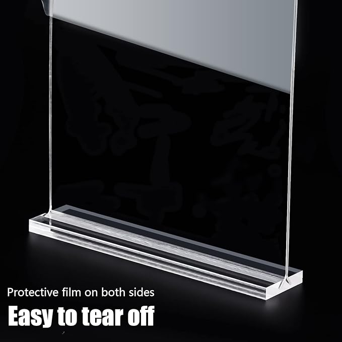 8.5 x 11 Acrylic Sign Holder 2 Pack, Vertical T Shape Clear Plastic Menu Holder, Unbreakable Table Sign Holder for Restaurant, Office, School, Store and Home Use