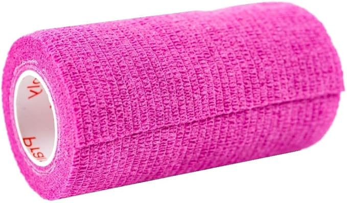 3 Inch Vet Wrap Tape Bulk (Fuchsia) (Pack of 12) Self Adhesive Adherent Adhering Flex Bandage Grip Roll for Dog Cat Pet Horse