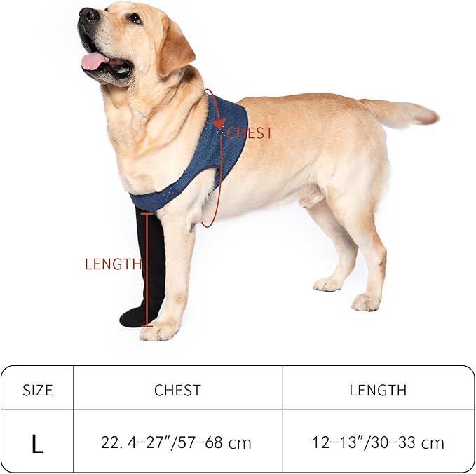 COODEO Dog Socks to Prevent Licking Paws, Healing Boots & Paw Protectors with Non-Slip Bottoms for Wound Protection, Waterproof Sleeve Shoes for Licking（Blue，L_Right