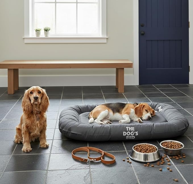 The Dog’s Bed Waterproof Dog Bed for Medium Dogs, Grey – Durable Washable Dog Bed for Indoor & Outdoor Use, Tough Oxford Fabric, Removable Cover, Crate Kennel Car Travel Bed