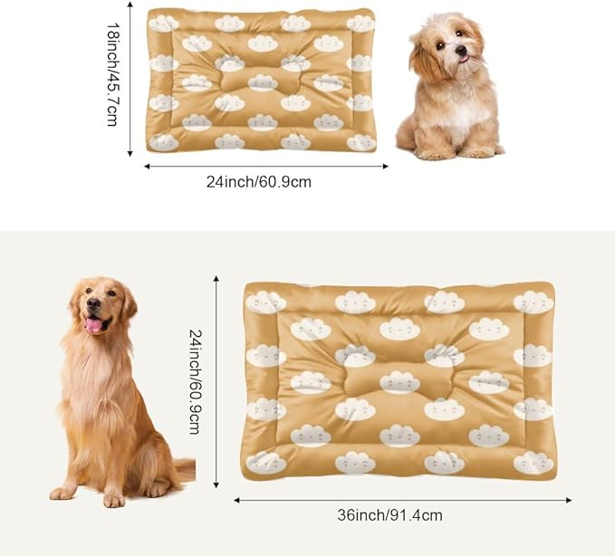 Cute Brown Clouds Easy to Wash Dog Bed Pad Mat for Dog Pad Bed Medium for Crate Washable Non-Slip Crate Small Washable Pet Mattress Cage Small Pets Indoor Outdoor 24X18 Inch