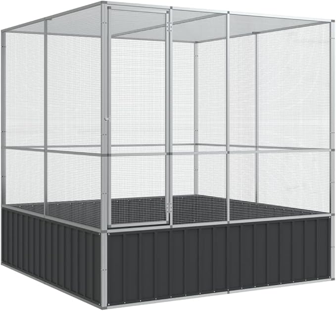 Galvanized Steel Large Flight King Bird Cage, Steel Outdoor Aviary, Outdoor Indoor Large Bird Cage Aviary Pet House for Cockatiels African Parakeets, 83.1"x81.5"x83.5",-302