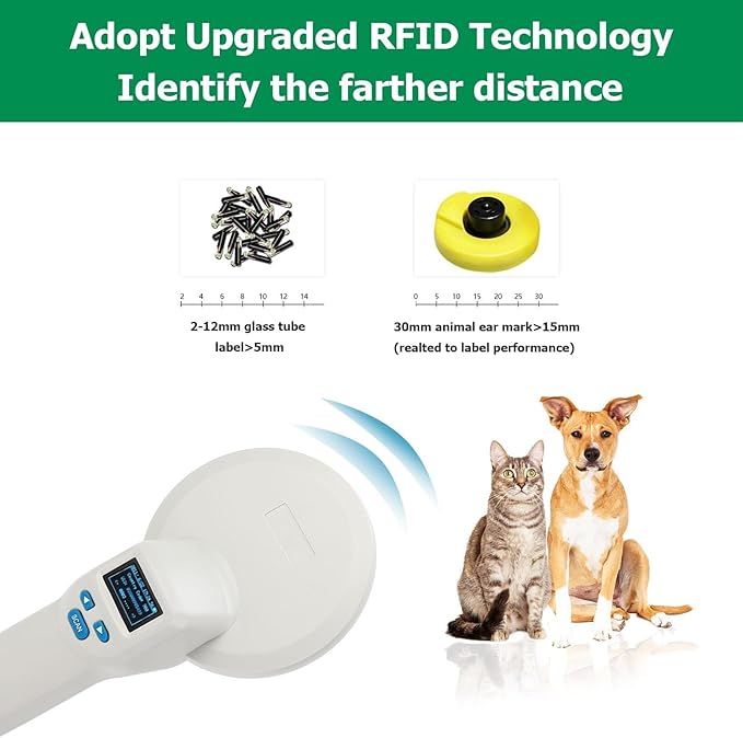 Pet Microchip Scanner Large OLED Display USB Connection Animal Pet Tag Reader FDX B ISO11784 85 Portable Wireless Reader
