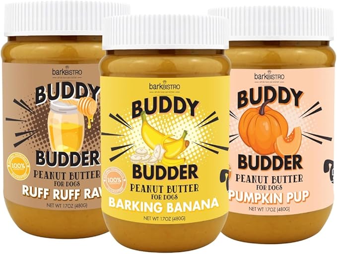 Pumpkin Pup + Ruff Ruff Raw + Barkin Banana Buddy BUDDER, 100% Natural Dog Peanut Butter, Healthy Dog Treats - Made in USA (Set of 3)