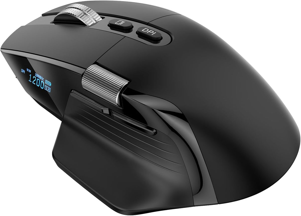 SIBEITU Wireless Bluetooth Mouse, 2.4 Ghz Ergonomic Mouse with OLED Display