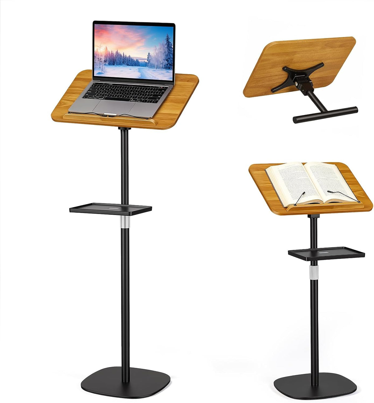 2-in-1 Floor & Desktop Music Book Stand, Adjustable Height 19.7-51.2 in