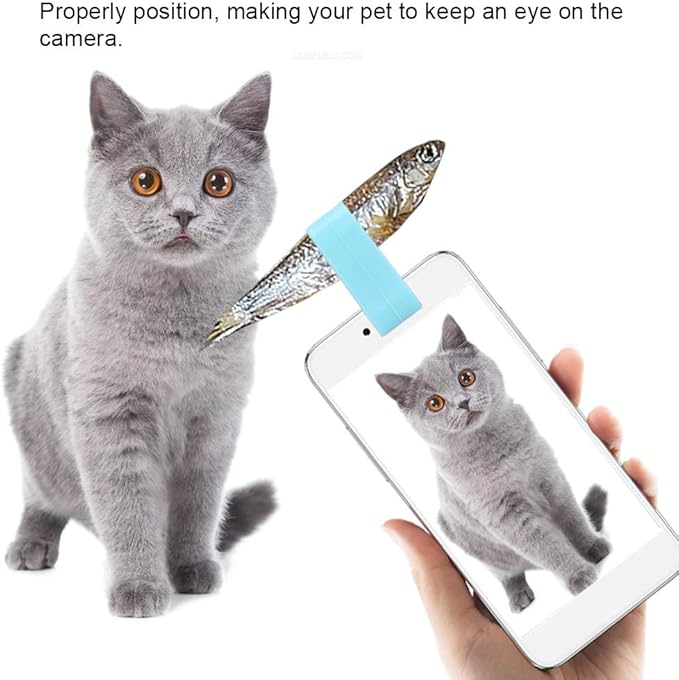 Pet Selfie Clip Silicone Non Toxic Durable Jaw Design Helps Record Beautiful Moments with Pets Universal for Cats Dogs Blue Pink 2pcs 5cm
