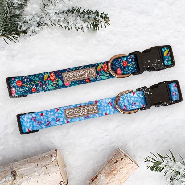 Lucky Love Dog - Adjustable Dog Collar with Easy Click Buckle for Medium Dogs, Durable, & Comfortable for Male & Female Dogs, Pet Collar for Puppies & Adult Ones - Sweet Holiday, Medium