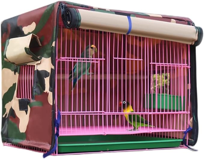 MANON ROSA Bird Cage Cover - Lightproof Birdcage Covers Nighttime- Ideal for Parrots Cockatiels Parakeets Cockatoos Lovebirds Finches Budgerigars Conure (L(19.7" Lx13.8 Wx13 H),Camouflage)
