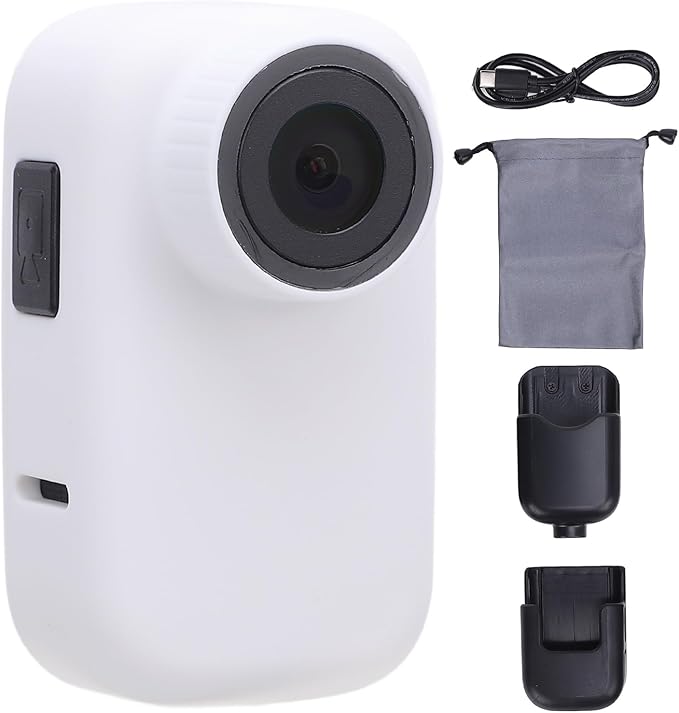 Pet Body Worn Camera, Pet Wearable Body Cam with HD Resolution and Water Design, Lightweight Action Camera for Dog Cat Outdoor Travel Adventures (White)