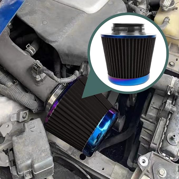 Cold Air Intake Filter, High Performance, Washable Filter, Clamp-On Replacement