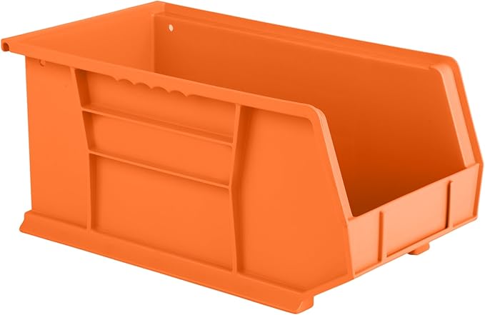 Hudson Exchange 15" x 8" x 7" (6 Pack) Plastic Stackable Storage Bin and Hanging Container, Orange