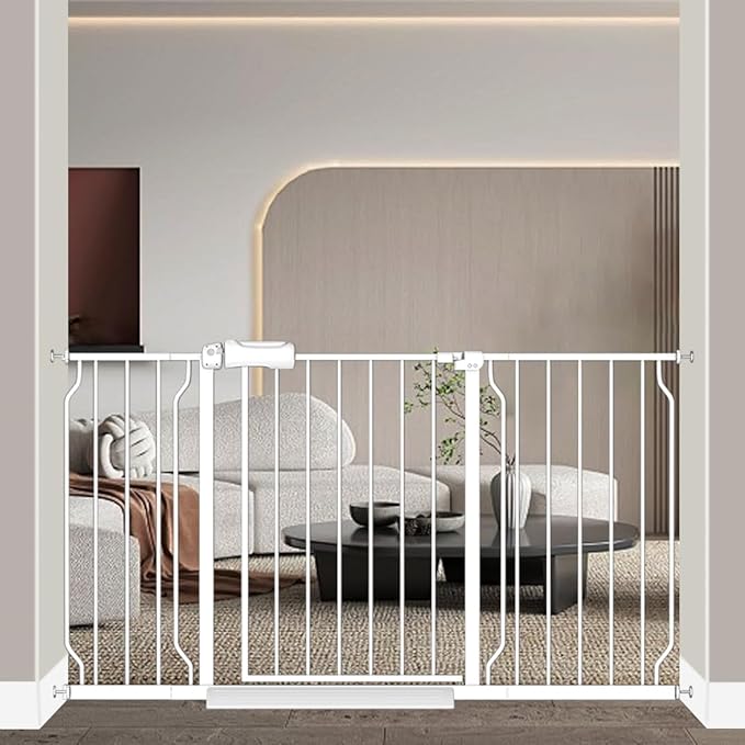 Fairy Baby Extra Wide Baby Gates 53-57.5 inch, Auto Close Child Safety Gates for Stairs Banister Doorways Hallway,Indoor Safety Child Gates for Kids or Pets