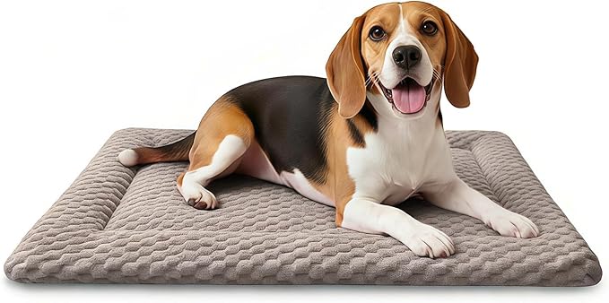 Dog Bed Mat, Dual-Sided Dog Crate Bed Mat - Ultra Soft & Machine Washable Kennel Pad for Medium Dogs, All-Season Comfort Pet Bed for Crates, Travel, and Home, Light Brown, 30 x 18 Inch