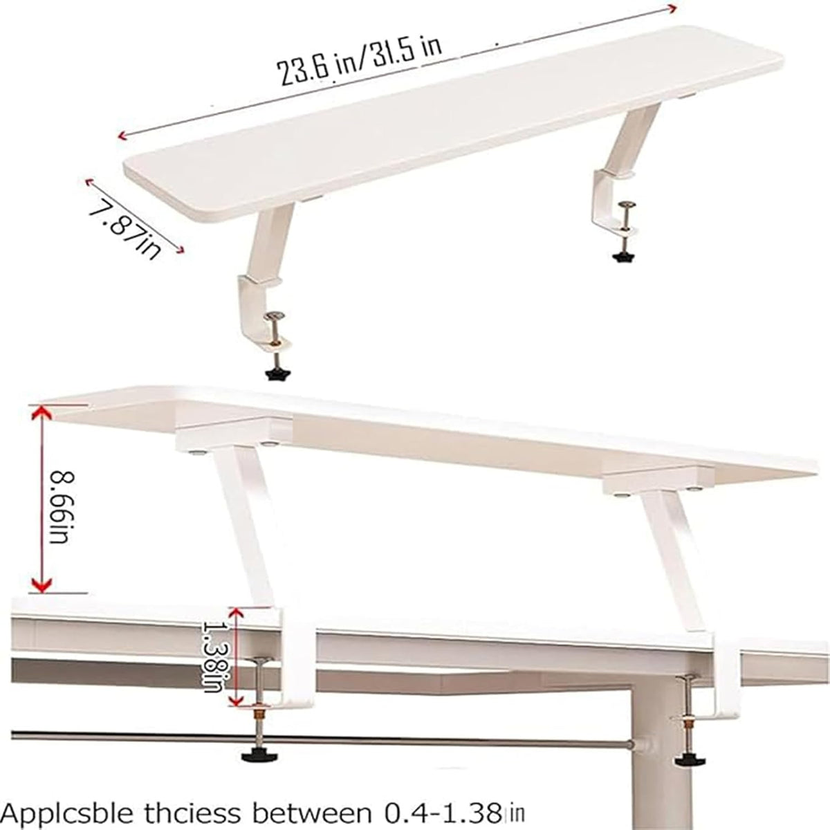 Clamp On Desk Organizer Shelf White Floating Desk Storage Extension