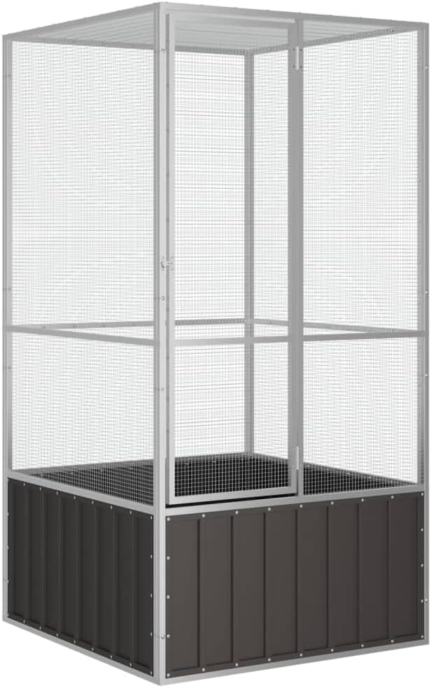 Tidyard Large Bird Cage, Galvanized Steel Aviary with Anthracite Finish for Budgies Pigeons Outdoor Use, 111 x 107 x 83.3 inches