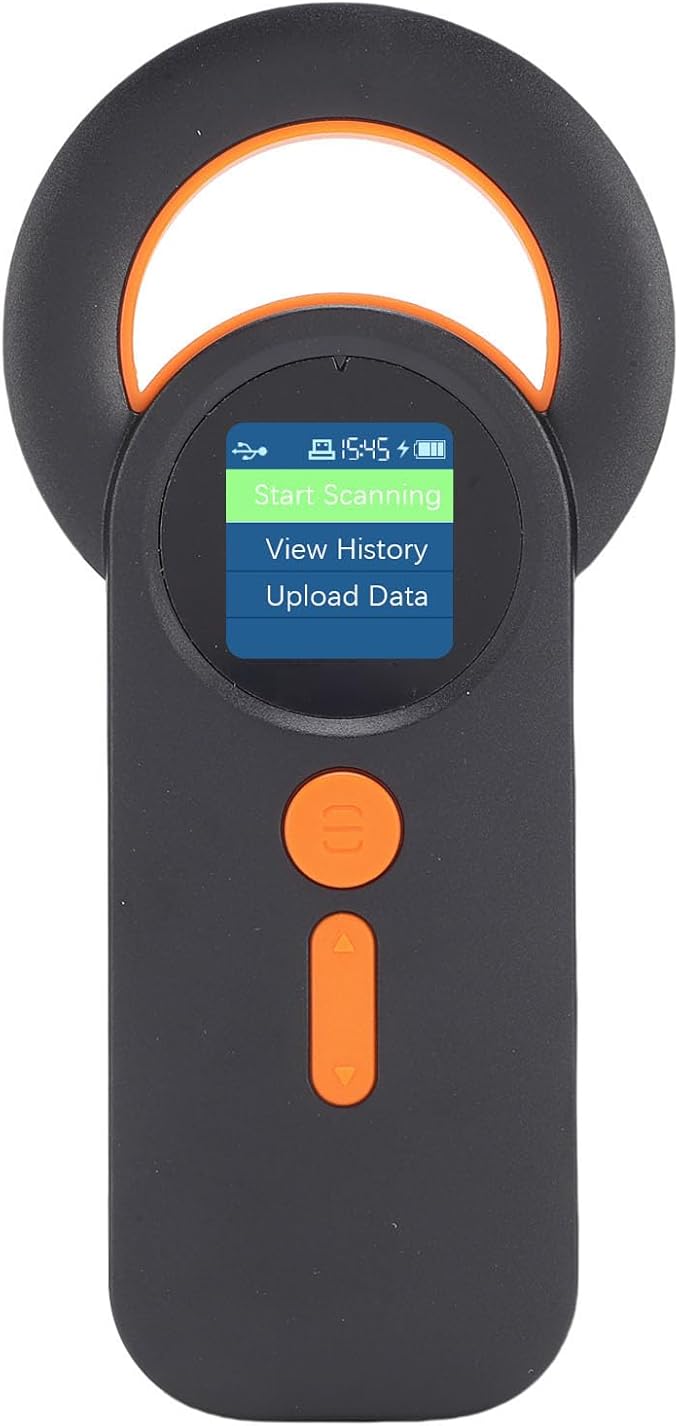 Animal Chip Scanner Wireless 2.4G Connection Pet Reader for Efficient Tag Management and Long Battery Life - Support 240 Data Storage for Pet Owners, ABSCurrent, Black and Orange Color