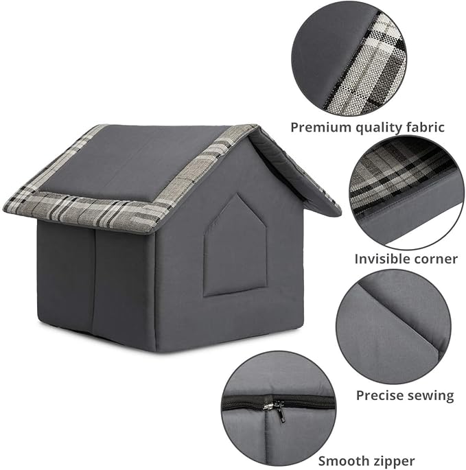 Hollypet Cozy Pet Bed Warm Cave Nest Sleeping Bed Puppy House for Cats and Small Dogs, Gray