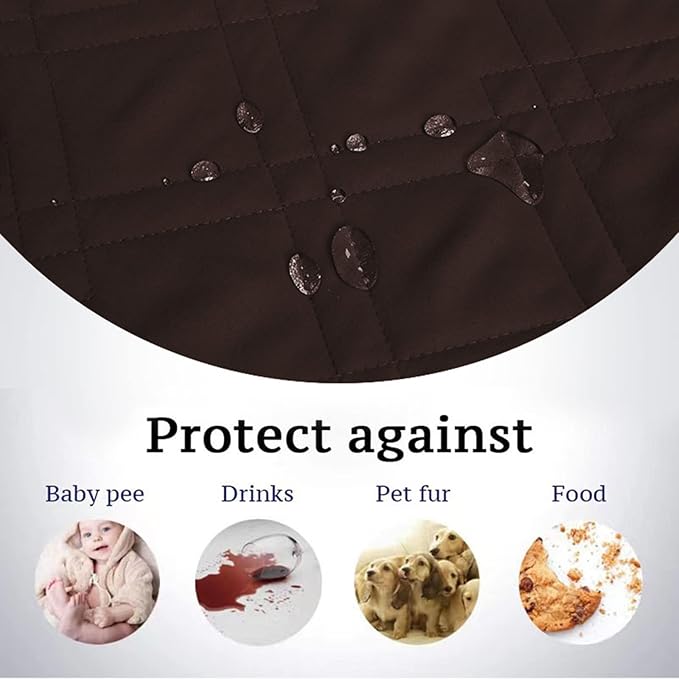 Waterproof Dog Bed Cover, Reversible Blanket Washable Pet Dog Pee Pad, Incontinence Underpads, Furniture Bed Couch Sofa Protector Cover Leak Proof for Dog Cat Kid, 82"x86" (Brown)