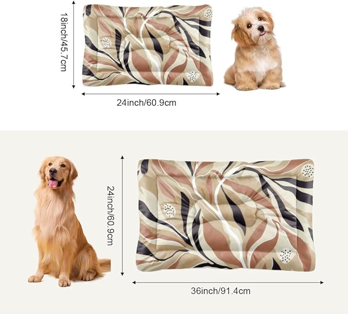 Modern Earthy Leaves Outdoor Dog Bed Small Dog Crate Mat Bed Pads for Crates for Crate Washable Non-Slip Medium Dogs Pad Mat Products Dogs Indoor Outdoor 36X24 Inch